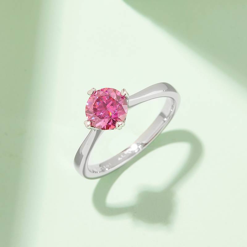 Straight arm classic four claw S925 silver plated platinum moissanite diamond women's ring 1 carat D-grade
